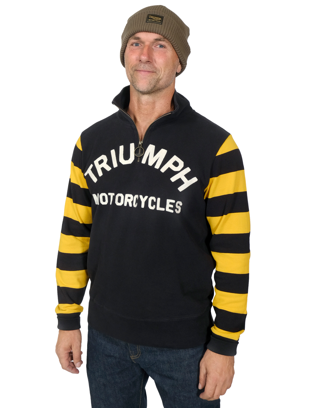 Triumph-Motorcycles---Highly-Double-Pique-Half-Zip-Sweatshirt---Black1