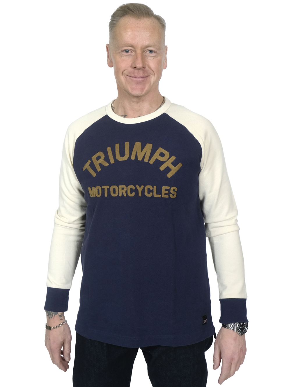 Triumph Motorcycles - Randalby Double Pique Long Sleeve - Indigo/Bone