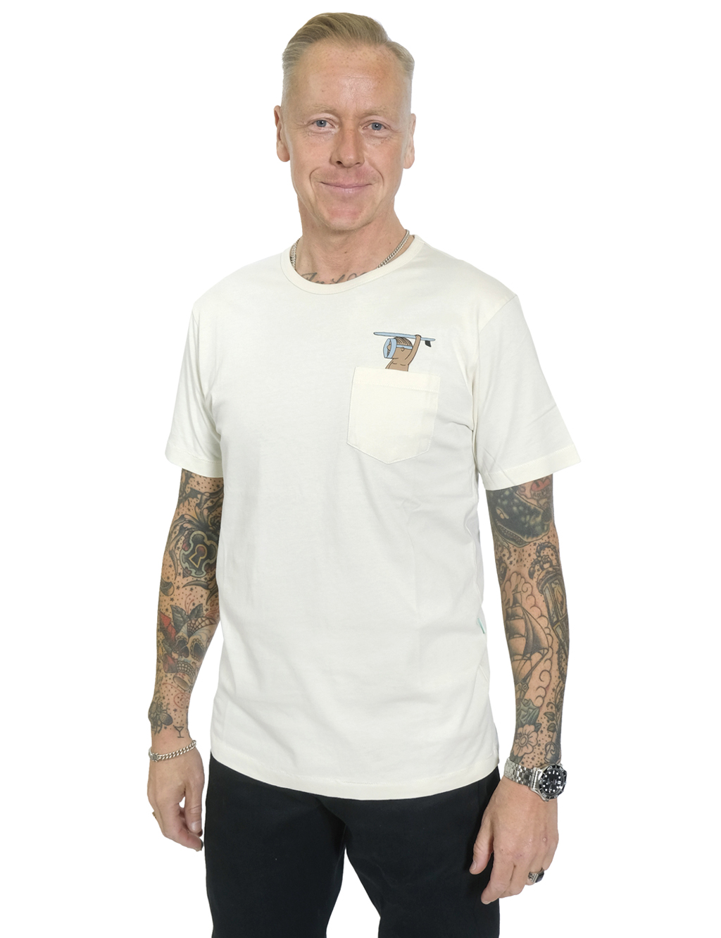 Vissla - Da Fin Stoked Out Organic Pocket T-Shirt - Bone