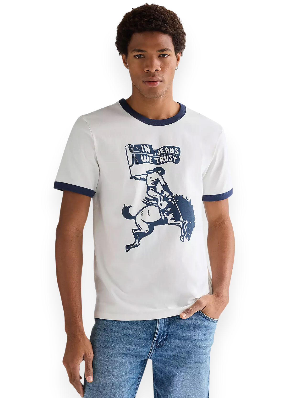 Wrangler - In Jeans We Trust Ringer T-Shirt - Worn White