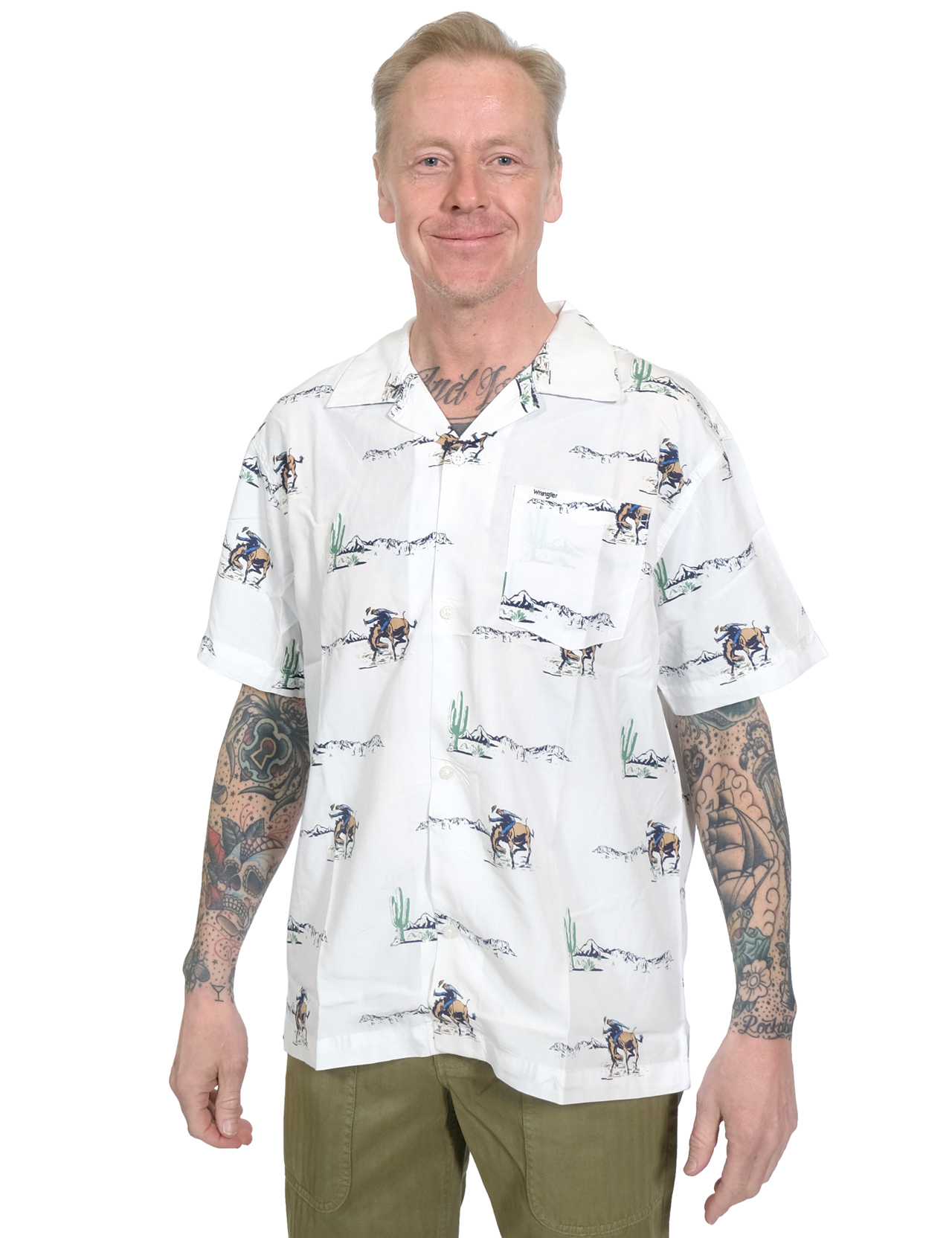 Wrangler - Short Sleeve Resort Shirt - Worn In White