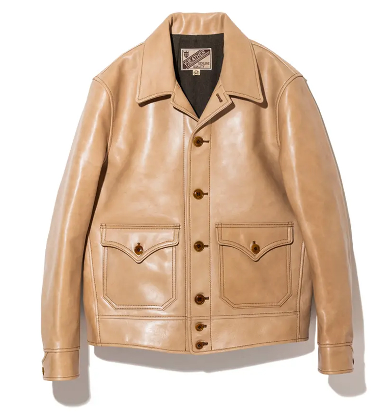 Y2-Leather---Persimmon-Tannin-Dyed-Horse-Leather-Cossack-Jacket---Natural-1