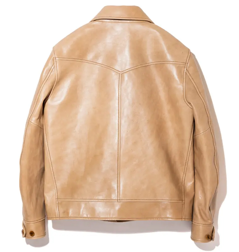 Y2 Leather - Persimmon Tannin Dyed Horse Leather Cossack Jacket - Natu