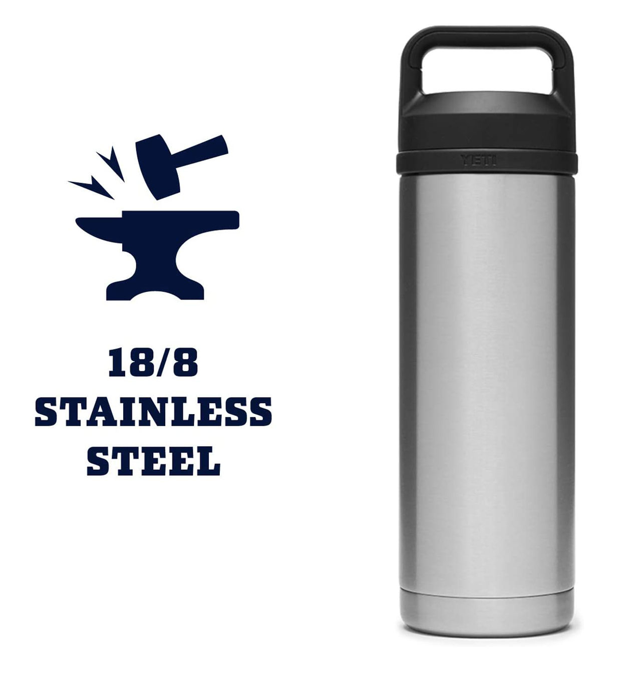 Yeti Rambler 18 oz Bottle with Chug Cap Stainless Steal