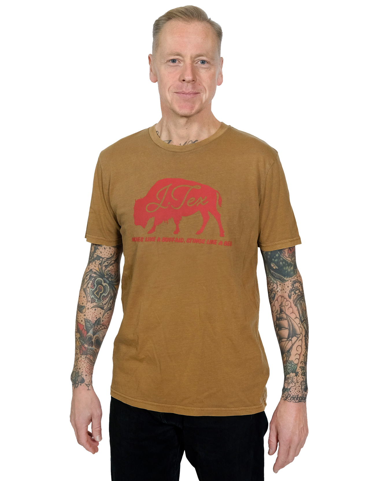 J Tex - Moves Like A Buffalo Vintage Style T-Shirt - Brown