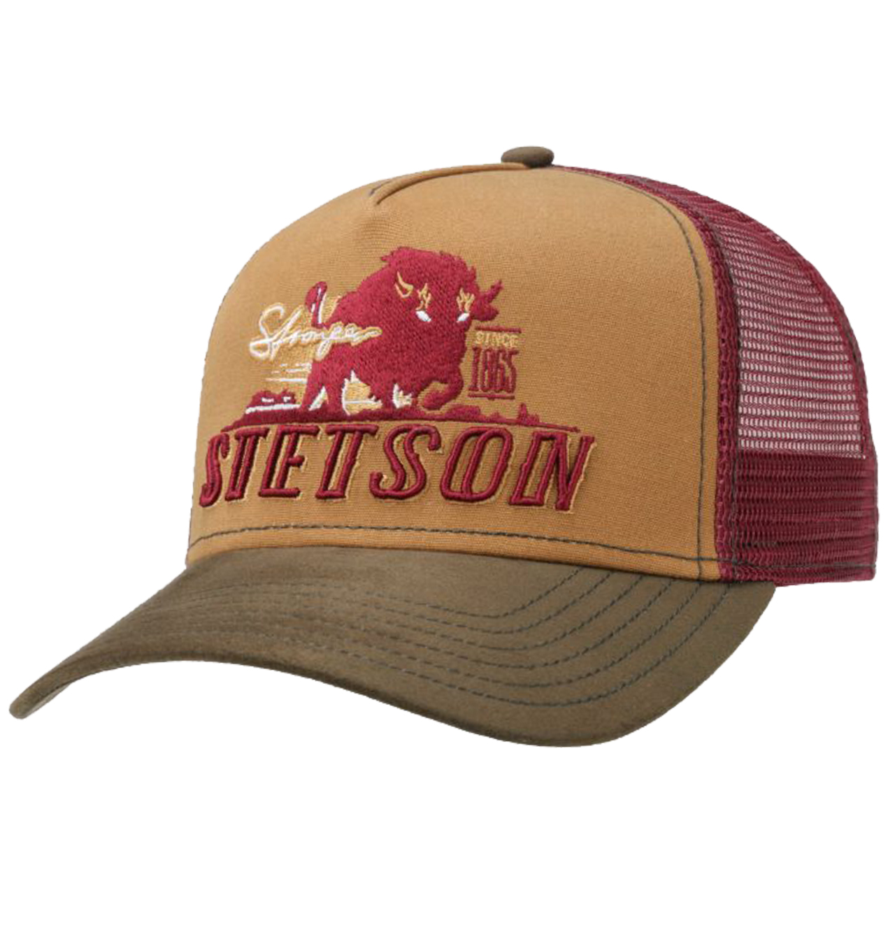 Stetson - Stronger Bison Trucker Cap - Brown/Crimson
