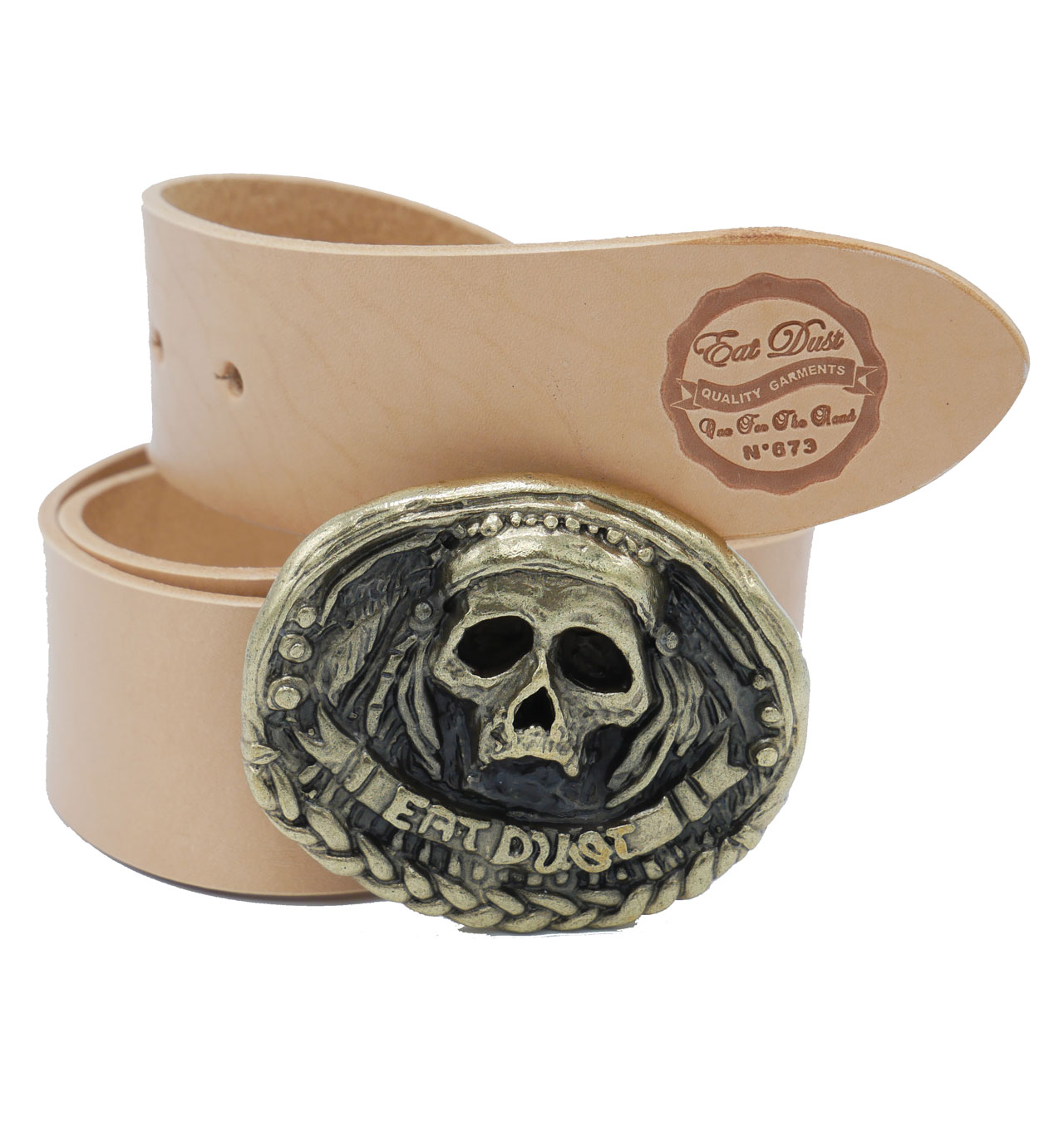 Eat Dust - Coleman Skull Leather Belt - Natural