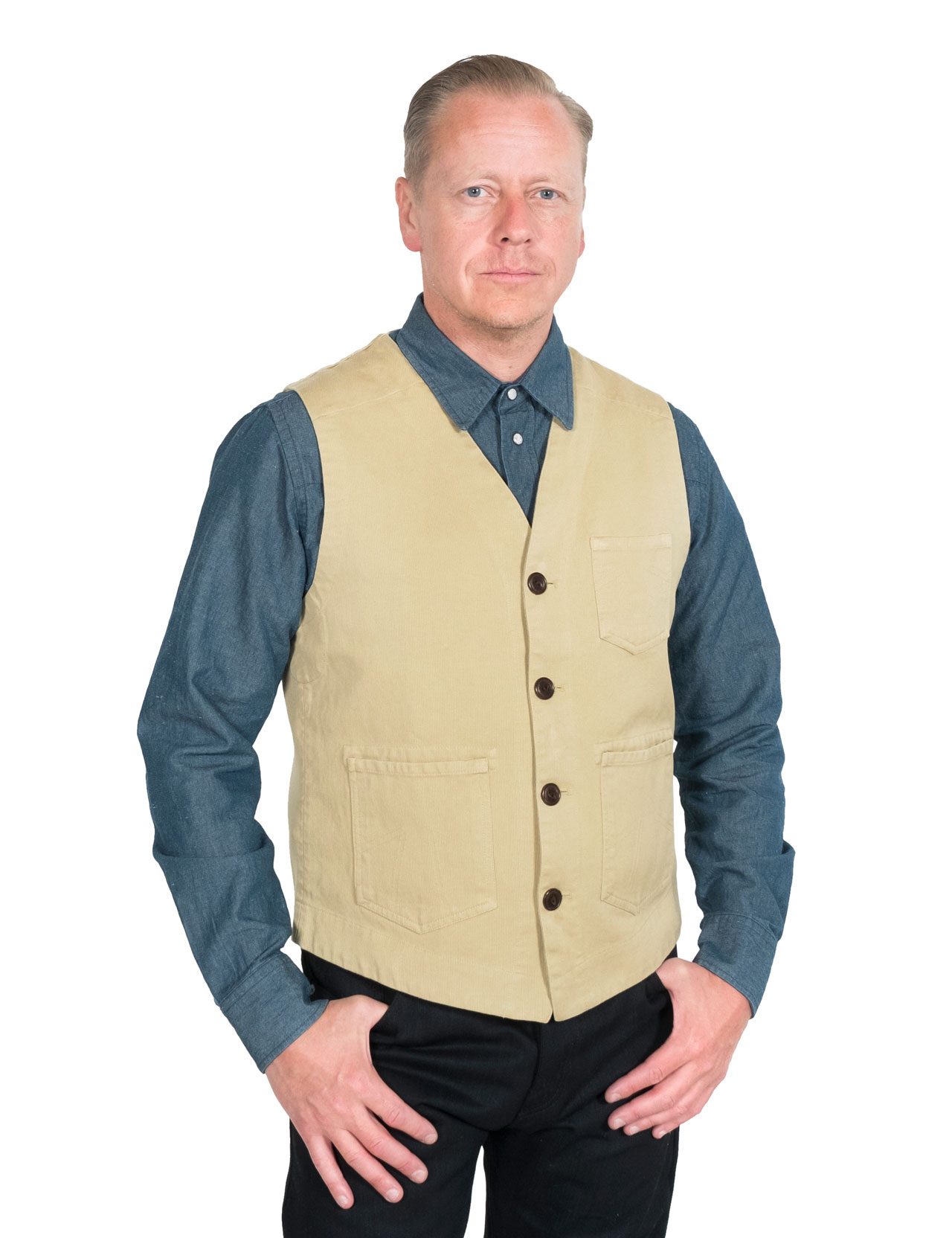 Eat Dust - Service Vest Tropical Bedford Cord - Olive Grey