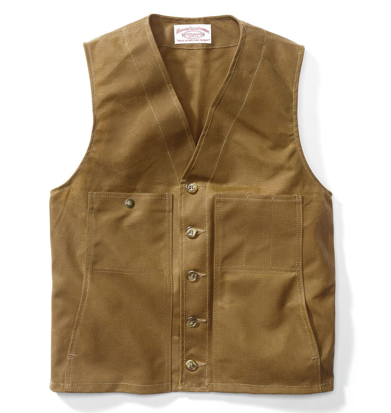 Filson Oil Tin Cloth Vest Dark Tan