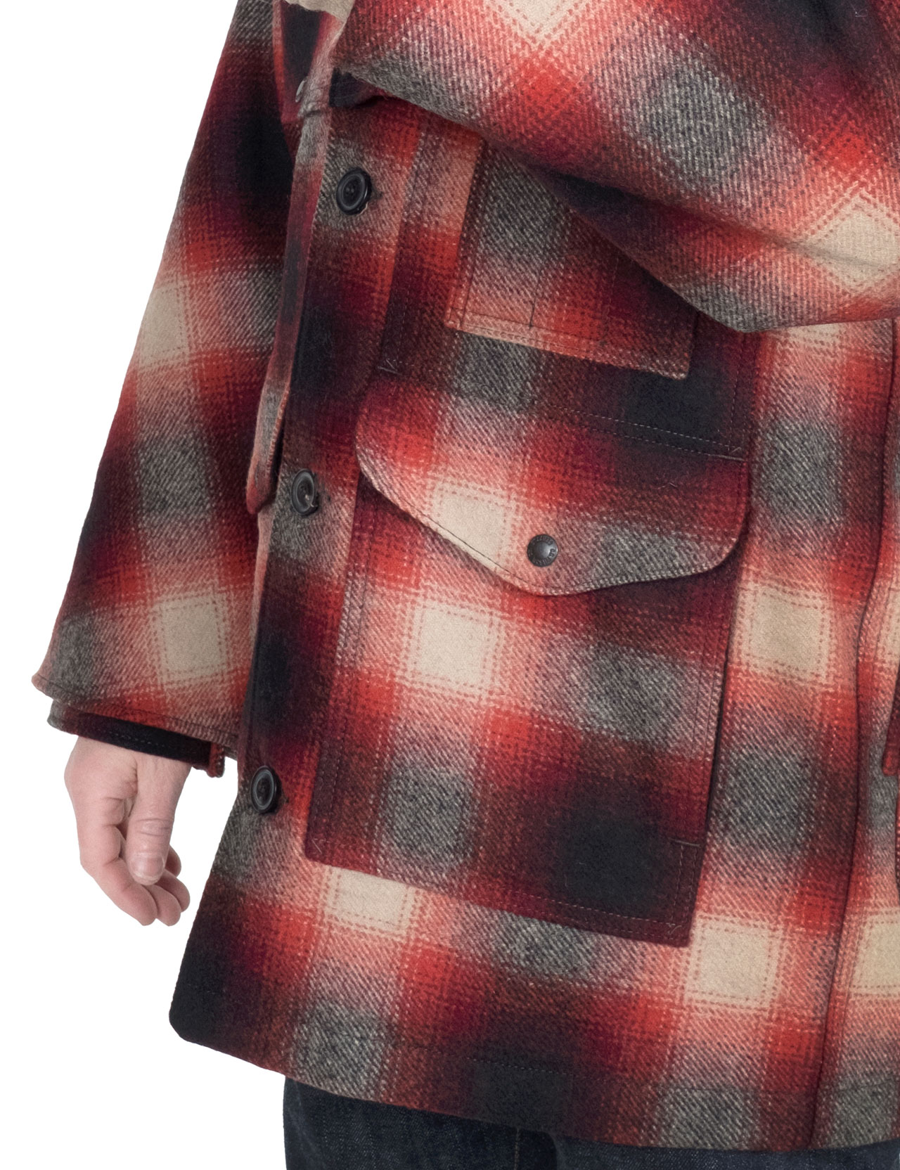 picture Red Plaid Trench Coat Mens filson lined wool packer coat red cream