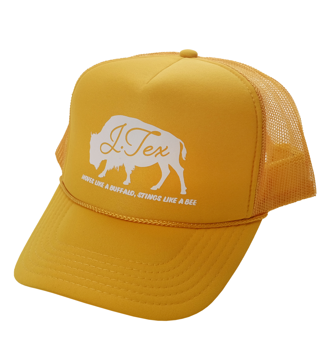 J Tex - Moves Like A Buffalo Trucker Cap - Gold/White