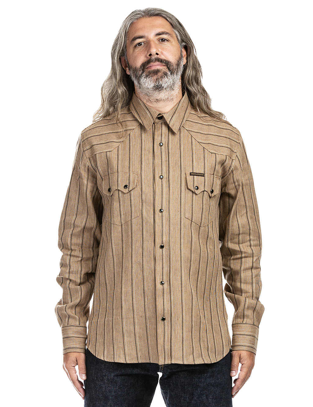 Indigofera - Dollard Linen/Cotton Stripe Shirt - Beige/Brown/White