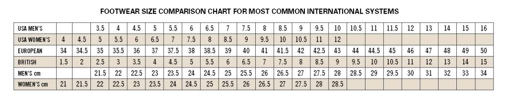 Shoe Size Chart