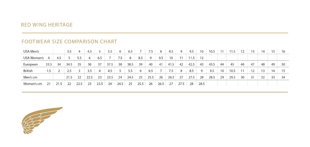 red wing width sizes