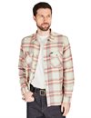 Brixton - Bowery Flannel Shirt - White Smoke/Yellow/Casa Red