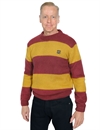 Eat Dust - Knit Striped Kid Mohair R-Neck Sweater - Bordeaux/Yellow
