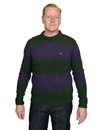 Eat Dust - Knit Striped Wool  Sweater - Khaki/Purple