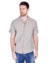 Fleurs de Bagne Chemisette 50´s Style Short Sleeved Shirt - Natural Stripes