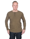  Homespun Knitwear - Lot 003 Surplus Henley Long Sleeve - Olive Drab