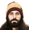 Indigofera - Boone Striped Wool Beanie - Burgundy/Yellow