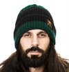 Indigofera - Boone Striped Wool Beanie - Deep Green/Black