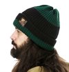 Indigofera - Boone Striped Wool Beanie - Deep Green/Black