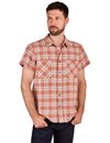 Indigofera - Bruce Flannel Check Short Sleeve Shirt - Red / Blue
