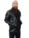 Indigofera - Eagle Rising Leather Jacket With Fur Collar - Black