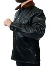 Indigofera - Eagle Rising Leather Jacket With Fur Collar - Black