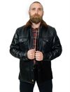 Indigofera - Eagle Rising Leather Jacket With Fur Collar - Black