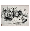 Indigofera x Wes Lang - V Unbridled Wool Blanket - White/Black/Red