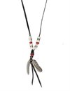 Jonte - Silver Feather Leather Necklace #1