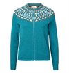 Jumperfabriken - Womens Michelle Knit Lamb Wool Zip Cardigan - Turquoise