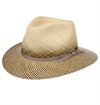 Stetson - Striped Brim Panama Hat - Nature-Brown