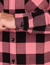 The Flat Head - Block Check Flannel Shirt - Pink / Black