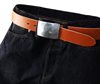 The Flat Head - Saddle Leather Plain Buckle Belt - Tan